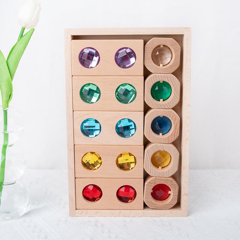 Rainbow Translucent Gemstone Building Blocks Large Particle Cube Building Baby Early Education Toys