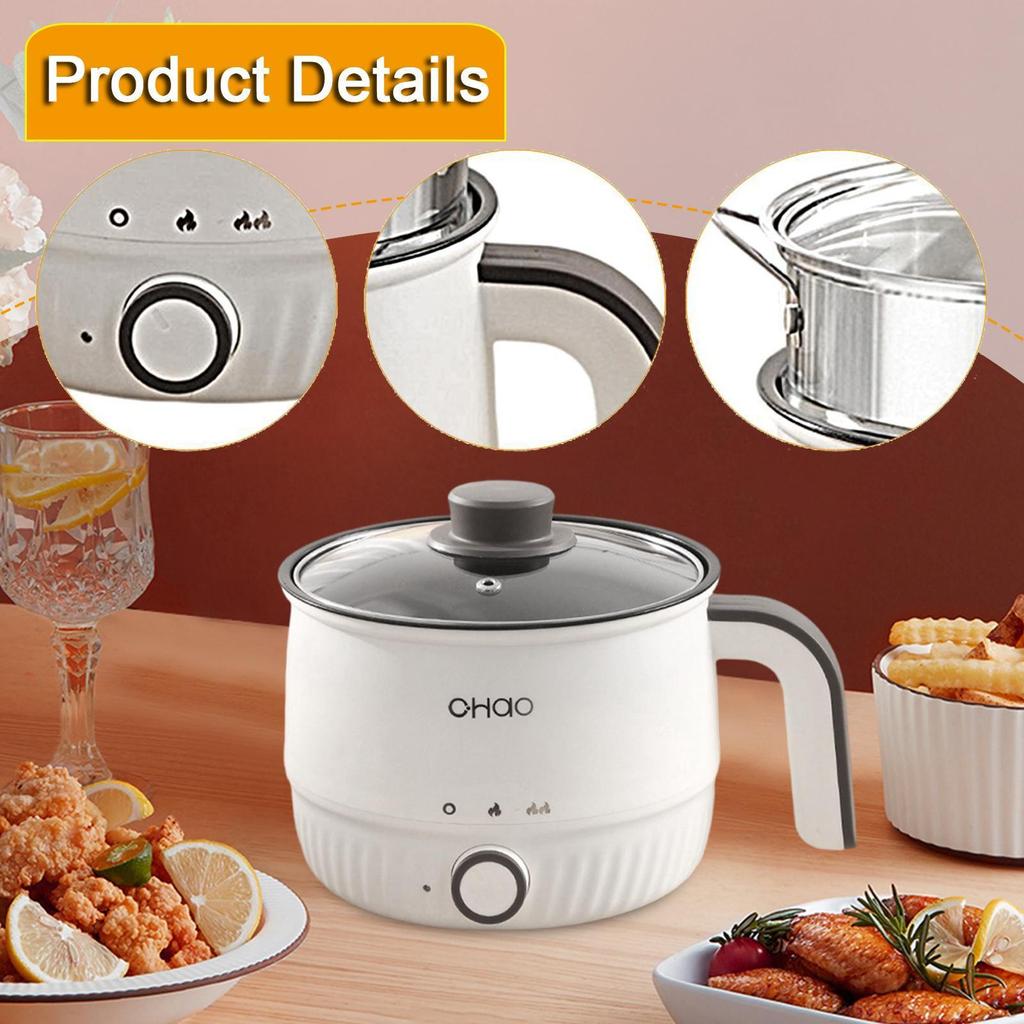 Electric Pot Cooking Nonstick Portable Mini Ramen Cooker Multipurpose for Oatmeal, Rice,