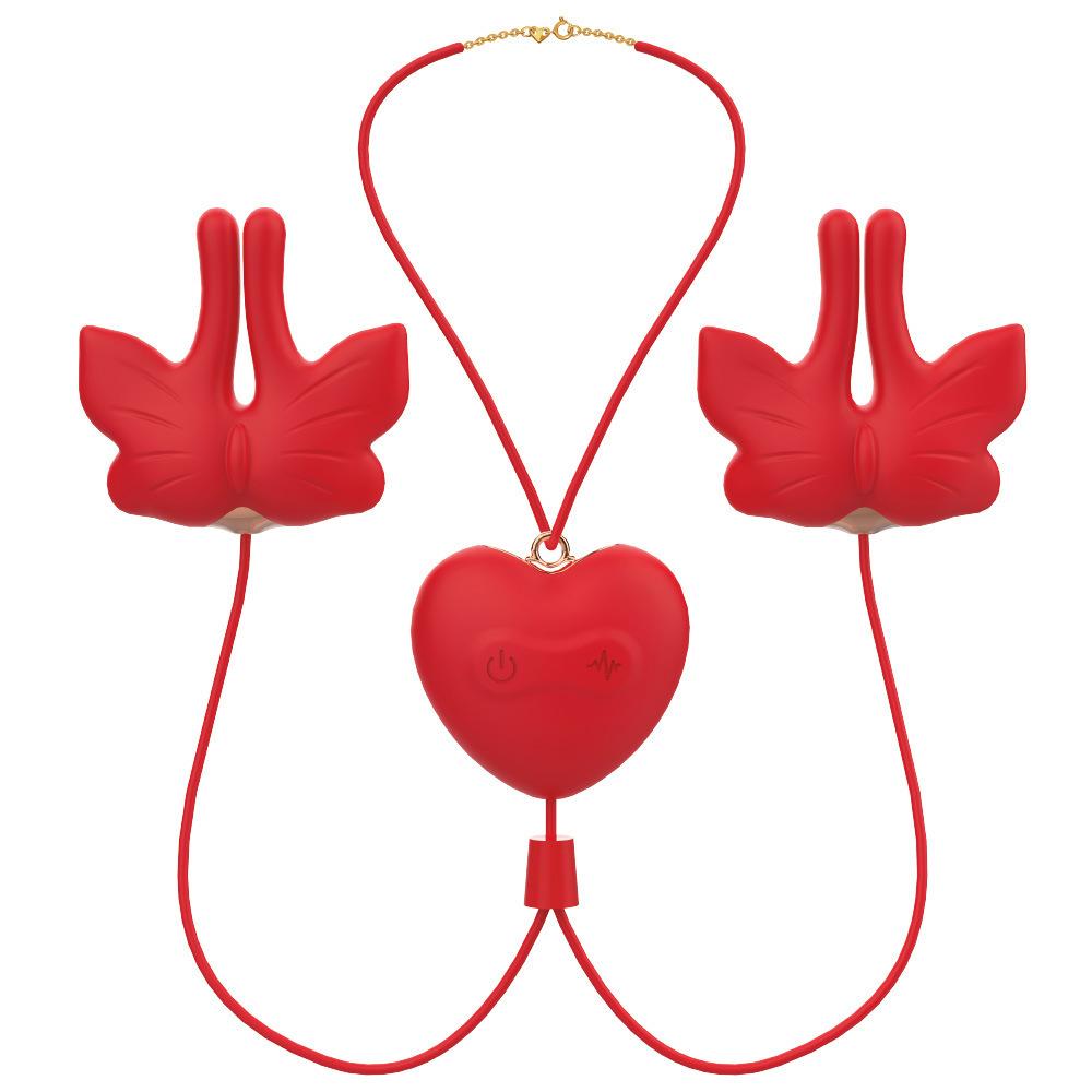 V49 Butterfly Nipple Clamps Sucking Stimulation Wearable Adult Couples Sex Toys for Women's Masturbation Bedroom Fun
