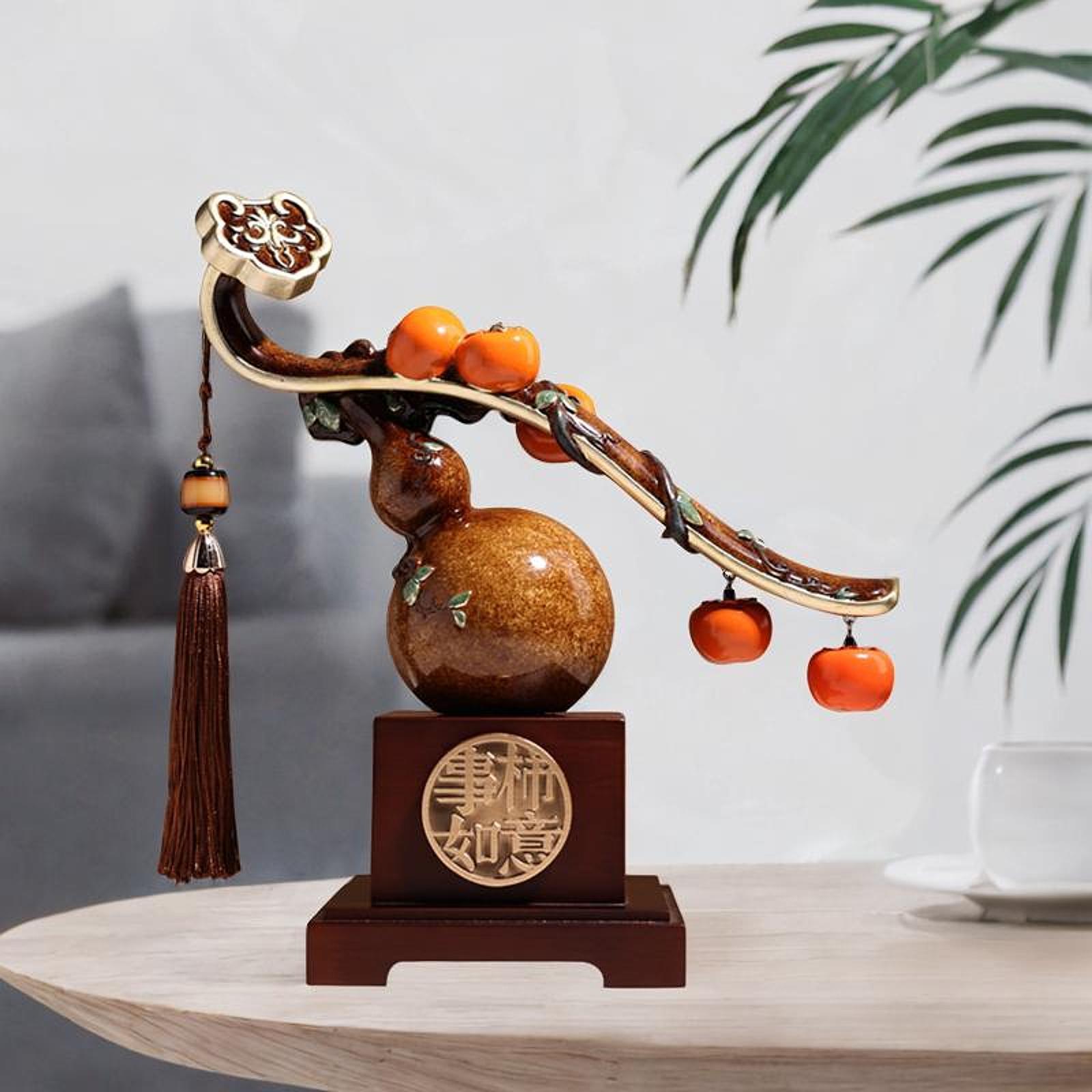 

Статуэтка из смолы «Хурма» для счастливой жизни, скульптура для подарков, подарочный шкаф, украшение по фен-шуй коричневый