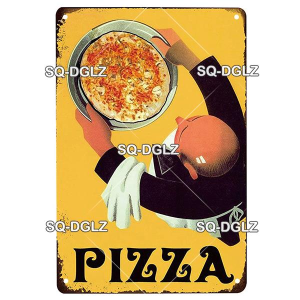 Vintage Metal Tin Sign Pizza Party Wall Decor Retro Kitchen Cafe Bar Home Plaque
