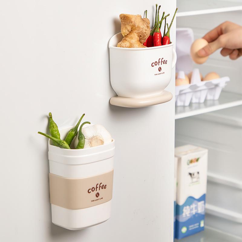Magnetic Coffee Cup Storage Box Punch-Free Space Saving Wall Mounted Storage Boxes For Home Office