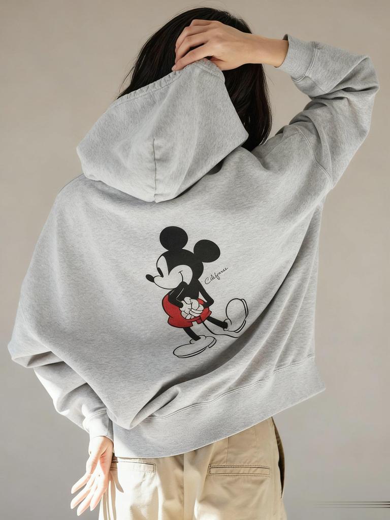 Übergroßes Disney Mickey Print Kapuzensweatshirt Herren Damen Streetwear Locker Lässiger Pullover Jacke Herbst/Winter Mode Y2k Oberteile