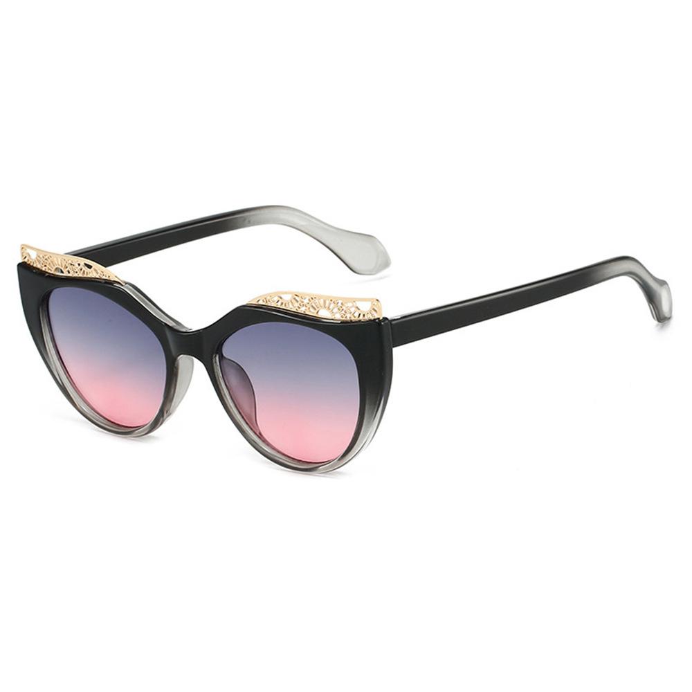 New Luxury Matching Colorful Cat Eye Sunglasses Women Personality Hollow Frame Design Casual All Match Men Glasses UV400