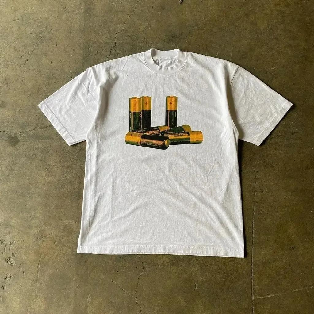 2025 Summer Cherry Pattern Print Washed Round Neck T-shirt Gothic Classic Y2K Plus Size Women's T-shirt Oversized Cotton T-shirt