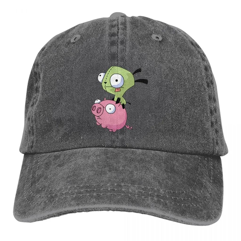 2026 Gir Riding A Pig Invader Zim Merch Unisex Baseball Cap Distressed Cotton Hats Cap Vintage Outdoor Summer Cap