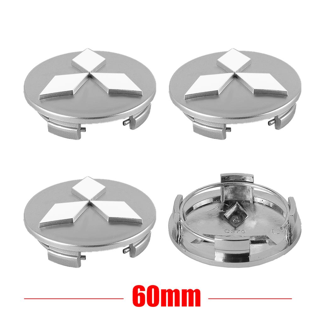 Tapacubos Originales 4 Piezas 60MM Logo Emblema para Rueda Central de Mitsubishi Ralliart Pajero EX Lancer Outlander Competition