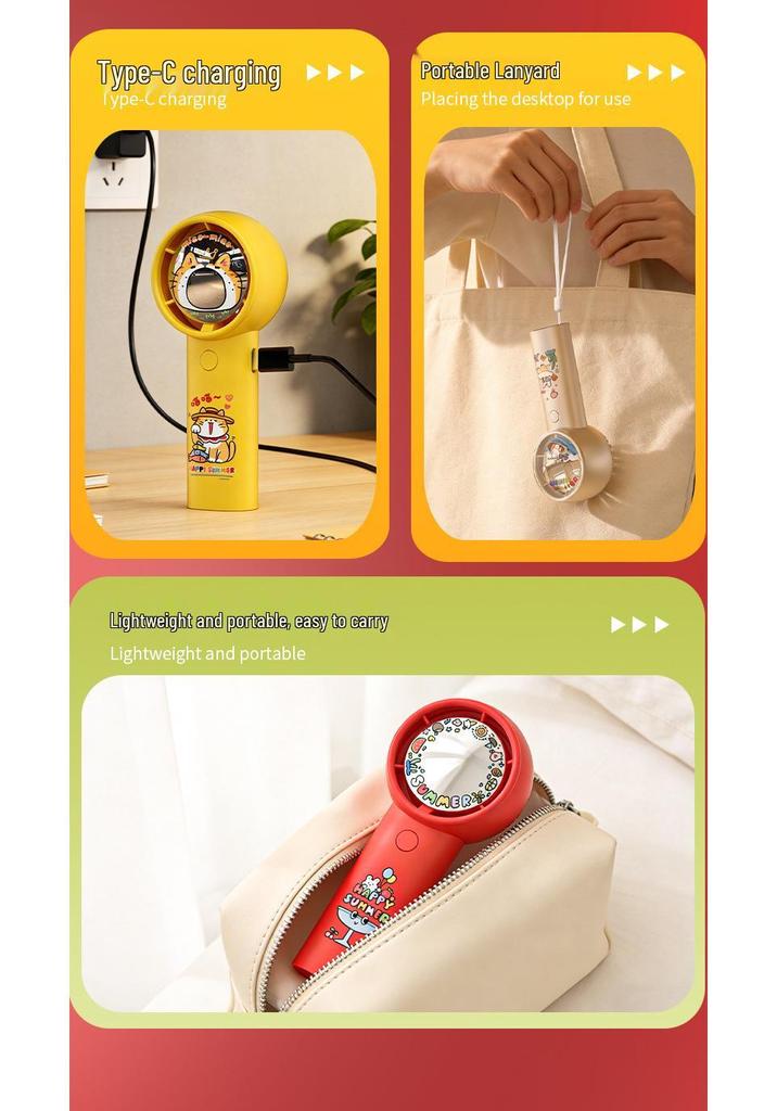 Hip Hop Mini Handheld Fan: USB Rechargeable, Portable, Stylish Outdoor Cooling Accessory