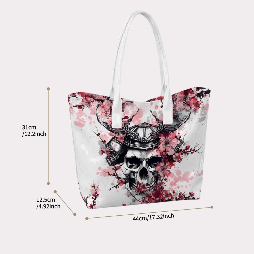Japanese Style Skull Pattern Tote Bag Large Capacity Daily Casual Handbag For Women Fashion Shoulder Bag