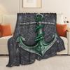 Cool Punk Anchor Skull Cobweb Dark Tone Art Flannel Blanket Soft Warm Throw for Couch Leisure Gothic Nautical Home Decor
