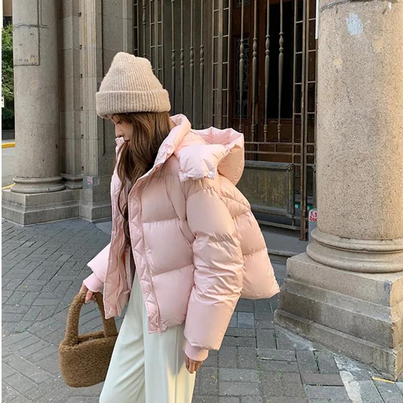New Winter Sweet Down Cotton Jacket Women Fashion Coat Ladies Hooded Outwear Parkas Thick Cotton Padded Streetwear Overcoat 2024