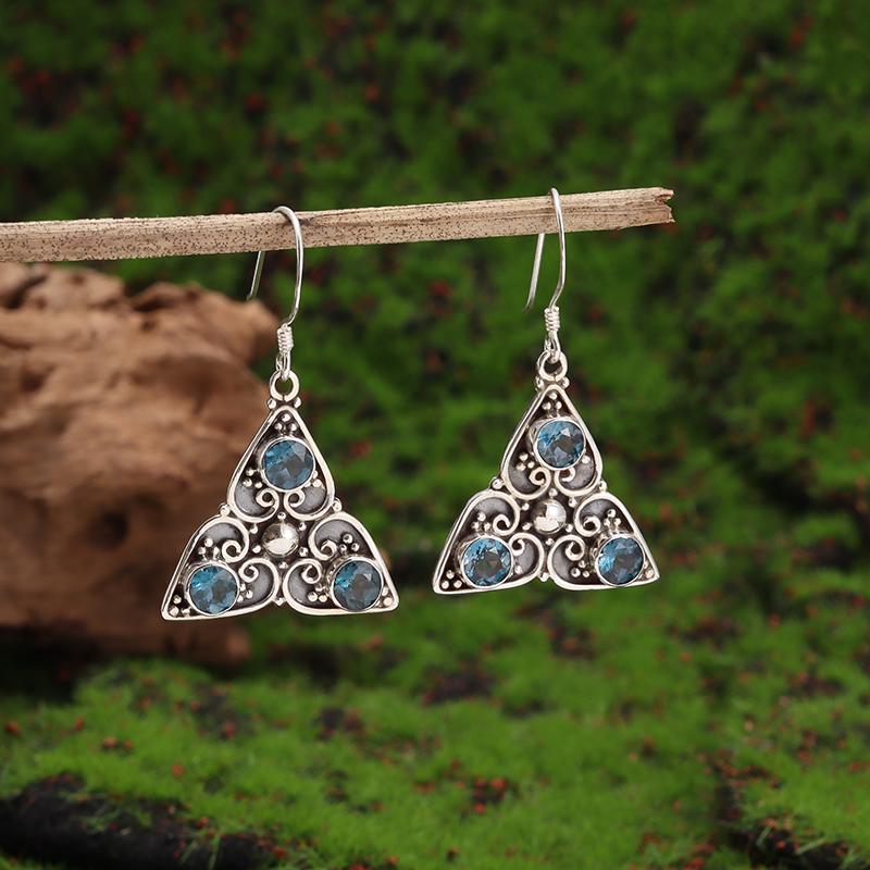 Retro Ethnic Style Red Zircon Earrings for Women, Elegant Earrings Accessories