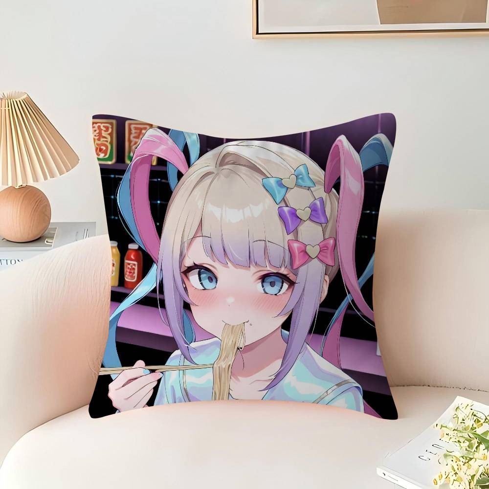 Anime Kangel Pillowcase Bedroom Sofa Decorative Cushion Cover With Zipper Soft Cushion Cover
