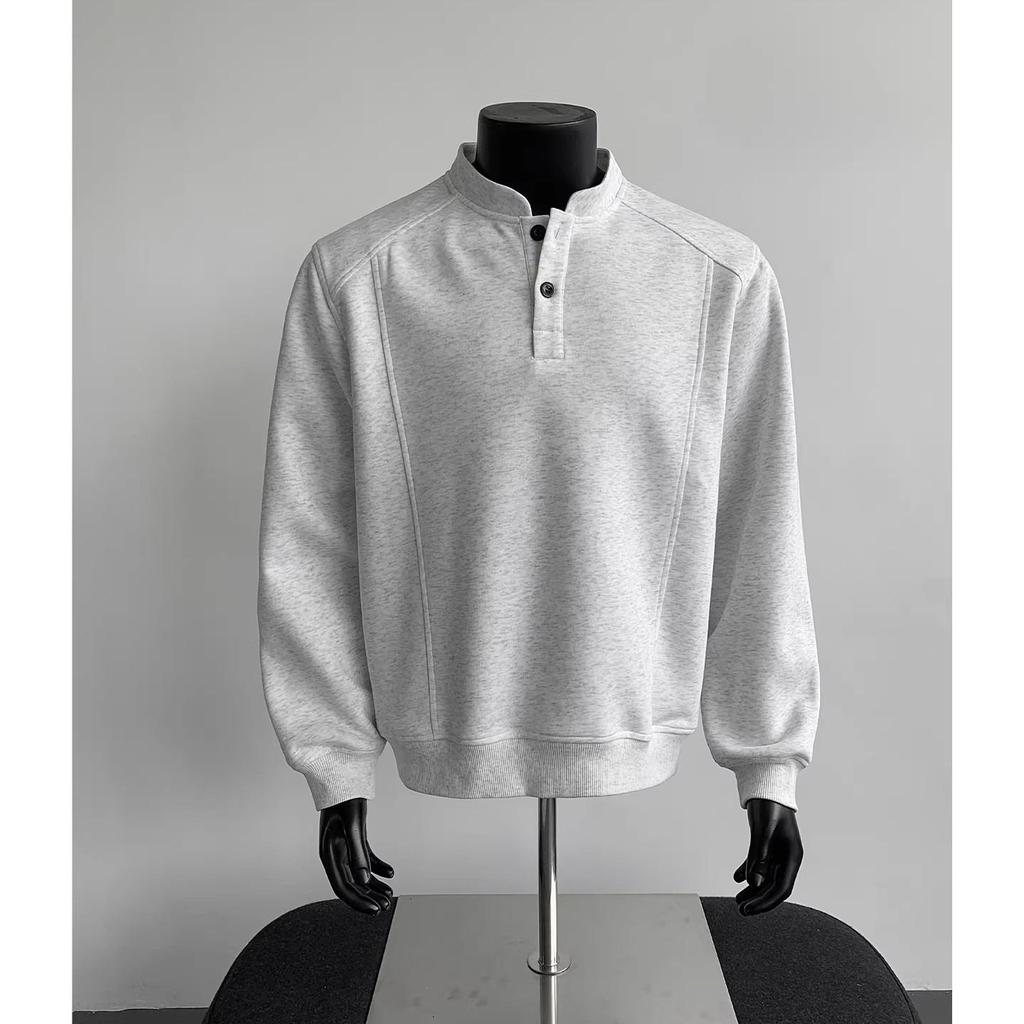 Henry Herren Halbhoher Kragen Sweatshirt: Herbst/Winter Trendiges Langarm-Oberteil, Amerikanischer Cleanfit, Ohne Kapuze.