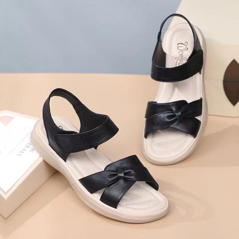 Fashion New Summer Women's Platforms Sandals, Slip-Resistant Middle-Aged Mothers Shoes Flat Casual Ladies Sandals Beach Shoes