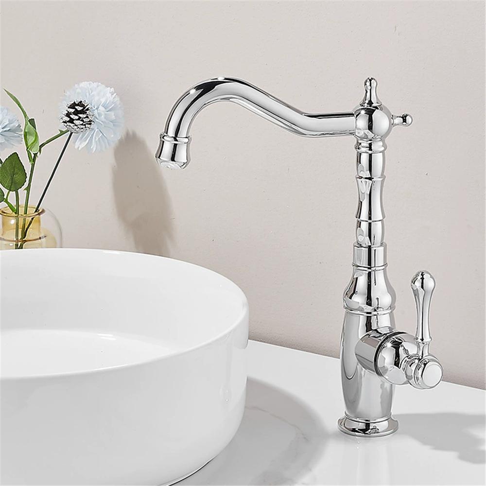 Tuqiu Gold Tall Torneiras Bathroom Faucet Basin Faucet Sink Faucet Single Handle Hole Faucet Basin Taps Hot Cold Mixer Tap Crane