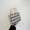 Versatile Plaid Square Shoulder Bags for Women Minimalist Ladies Adjustable Crossbody Bag Textured Female Purse Phone Handbags