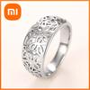 Huitan Inele Vintage cu Flori Goale pentru Femei Metal Culoare Argintie Inele Feminine Simple Elegante Purtare Zilnică Bijuterii de Petrecere Cadouri