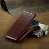 Vertical Flip Genuine Leather Case For iPhone 14 Pro Max 15 Plus 16 16E 13 12 11 7 8 13 Mini X Xs Xr SE 2022 Hard PC Back Cover