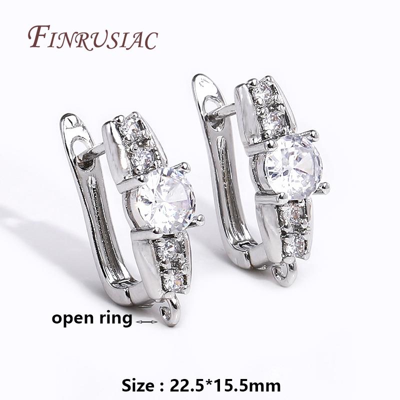 18K Gold Plated Eingelegte Zirkon Ohrhaken Verschlüsse Beschläge Ohrbügel Haken Für Handgemachte DIY Ohrringe Schmuckherstellung Zubehör