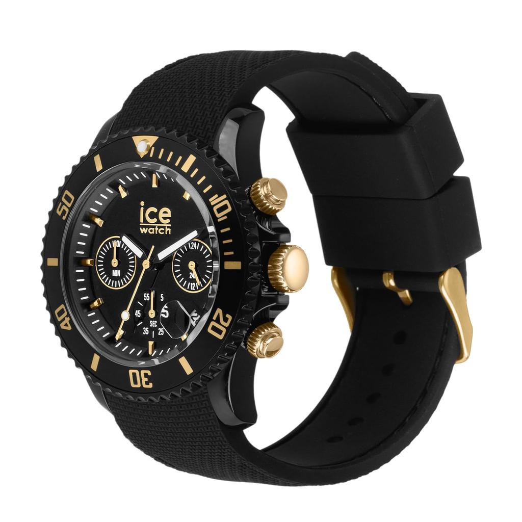 Authorized Ice-Watch Men's Watch 021602 ICE Chrono Black and Gold Medium 40mm Chronograph