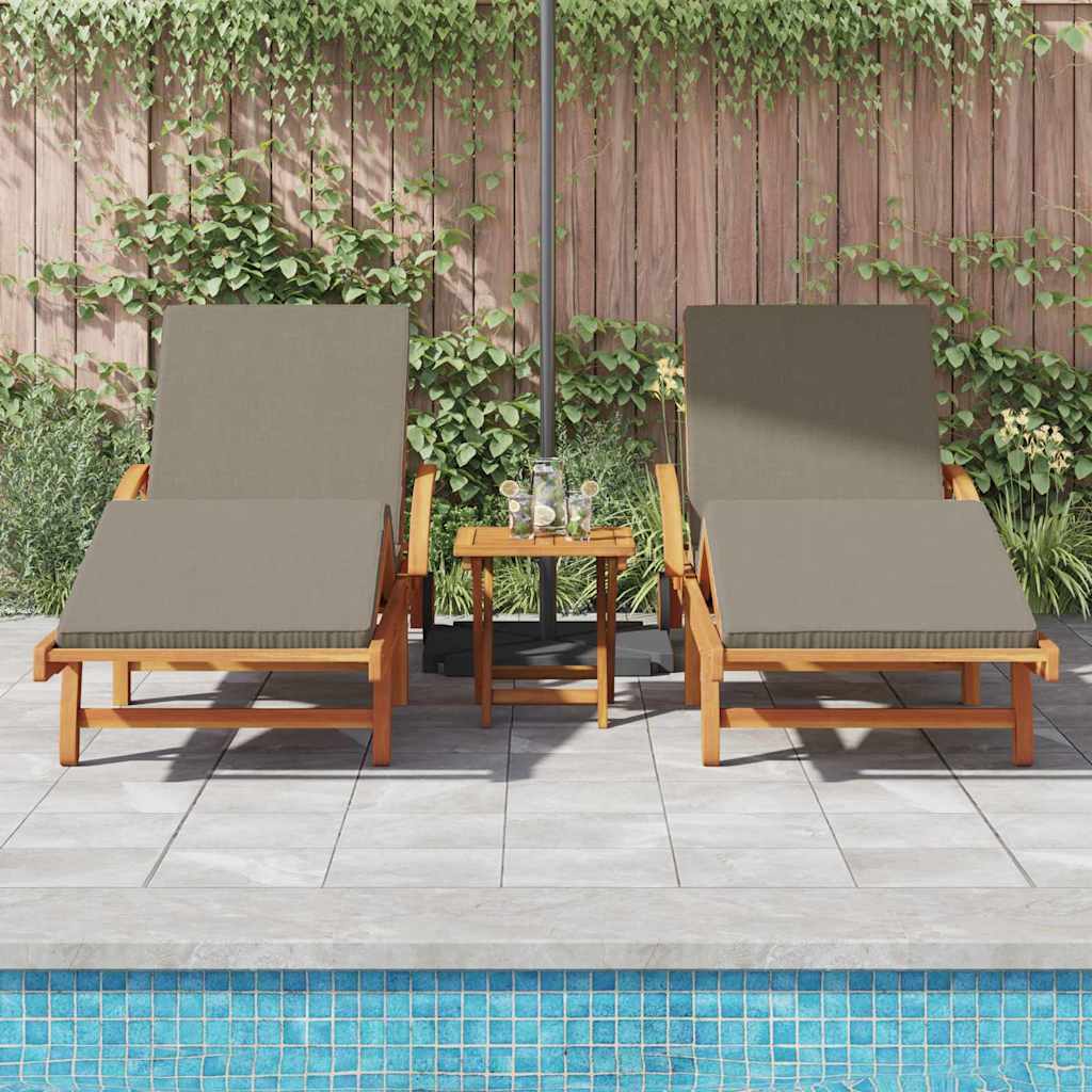 Sun Lounger 2 Pcs Taupe 200 X 67 X 84 Cm Solid Acacia Wood