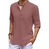 Designer Spring Summer Men's Casual Cotton Linen Color Long Sleeve Shirts Loose Stand Collar Shirts