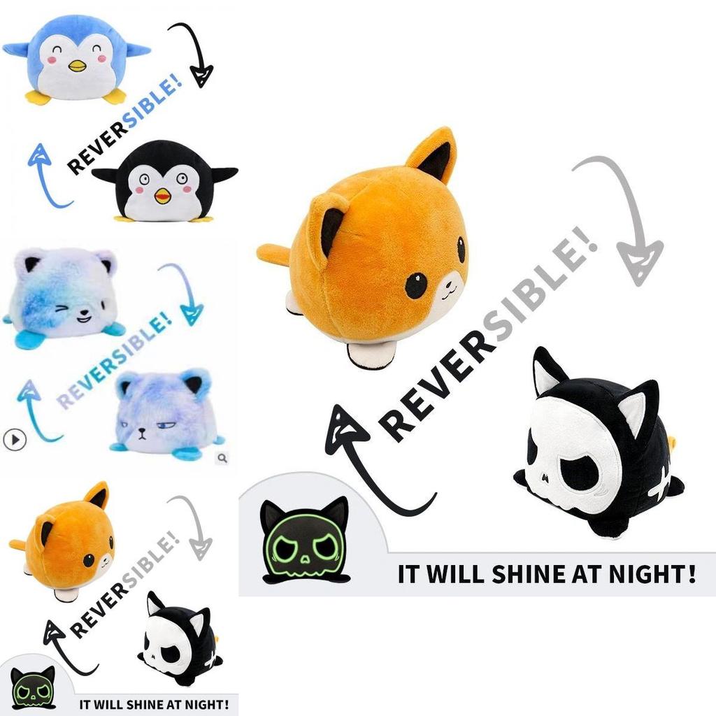 Reversible Flip Cat Plush Stuffed Toy Soft And Cute Animal Doll For Children Gifts