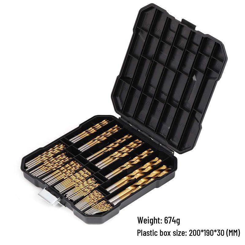 Set de 99 de piese de burghie elicoidale cu coadă dreaptă placate cu titan (1,5-10 mm) pentru Prelucrarea Lemnului