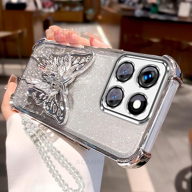 

Clear Lanyard Butterfly Holder Silicone Case For Motorola Edge 60 Fusion 50 Neo Pro Moto G60 G72 Plating Shockproof Stand Cover Motorola Moto G30
