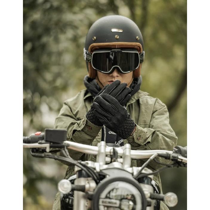 Vintage Motocyklové Rukavice Pravá Kůže Větruodolné & Nárazuvzdorné Podzimní Zimní Unisex pro Jezdce Prodyšné Odolné Luvas