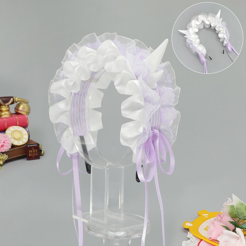 

Субкультура готический рога дьявола головной убор yk лолита рога дракона аксессуары для волос больной и нежный ободок с рогами дракона One Size