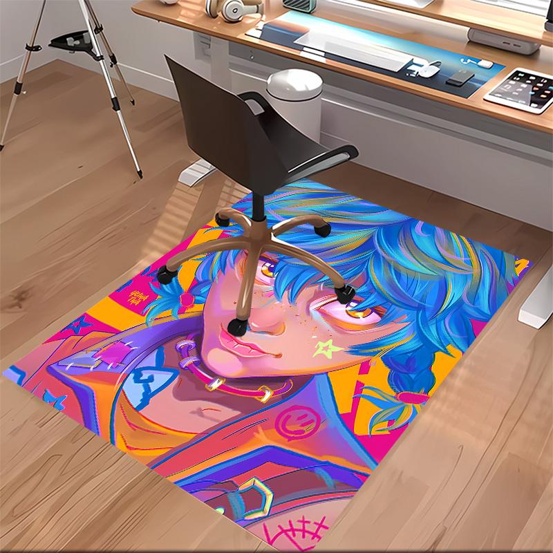 League of Legends Jinx Print Area Rug-Soft,Washable Non-Slip Indoor Mat Office Chairs,Living Room,Home Office Decorative Rug