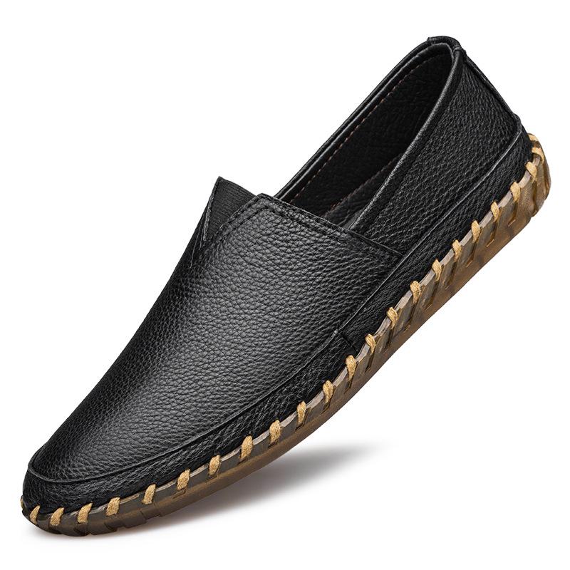 Men s Plus Size Breathable Cowhide Loafers - Soft Sole, Hand-stitched, Slip-on Casual Driving Shoes (Sizes 45-47) 43