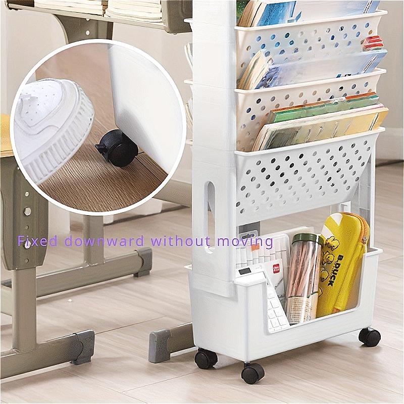 1 Stück Mehrstöckiges, abnehmbares Bücherregal für den Tisch mit Rollen, Bücher-Organizer, Zeitschriften- und Zeitungs-Organizer, Schreibtisch-Organizer