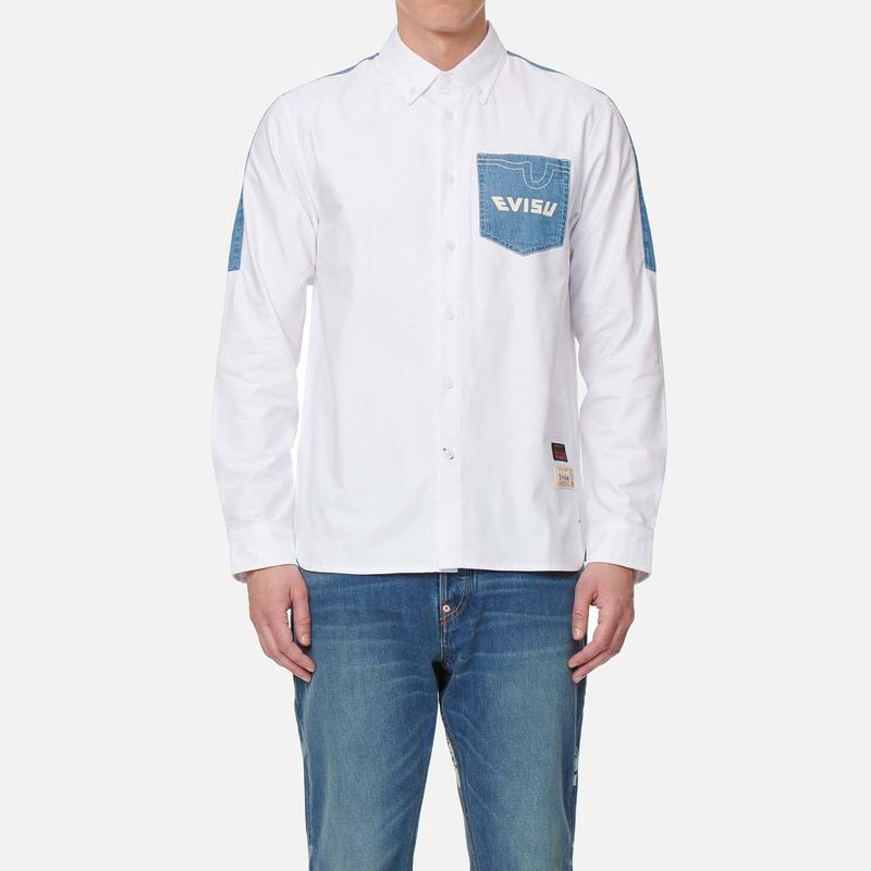 Evisu Solid Color Long Sleeve Shirt Men Shirts 2ESHTM3SL249XXCT