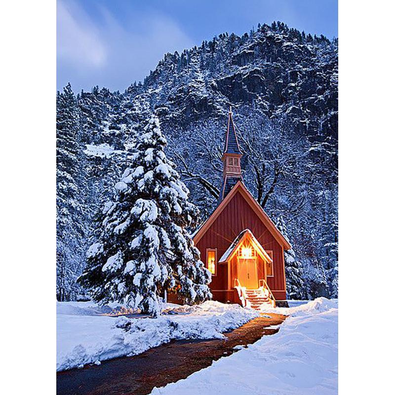 5D DIY Diamantové malování Sníh Zimní krajina Kamínkové umění Obrázek Plná diamantová výšivka Mozaika Domácí dekorace Dárková sada