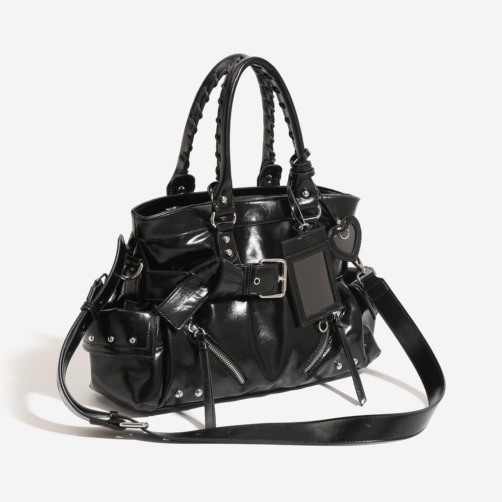 2025 Winter New Fashionable Women's Handbag, Niche High-End Large Capacity Motorcycle Style Shoulder Crossbody Tote Bag