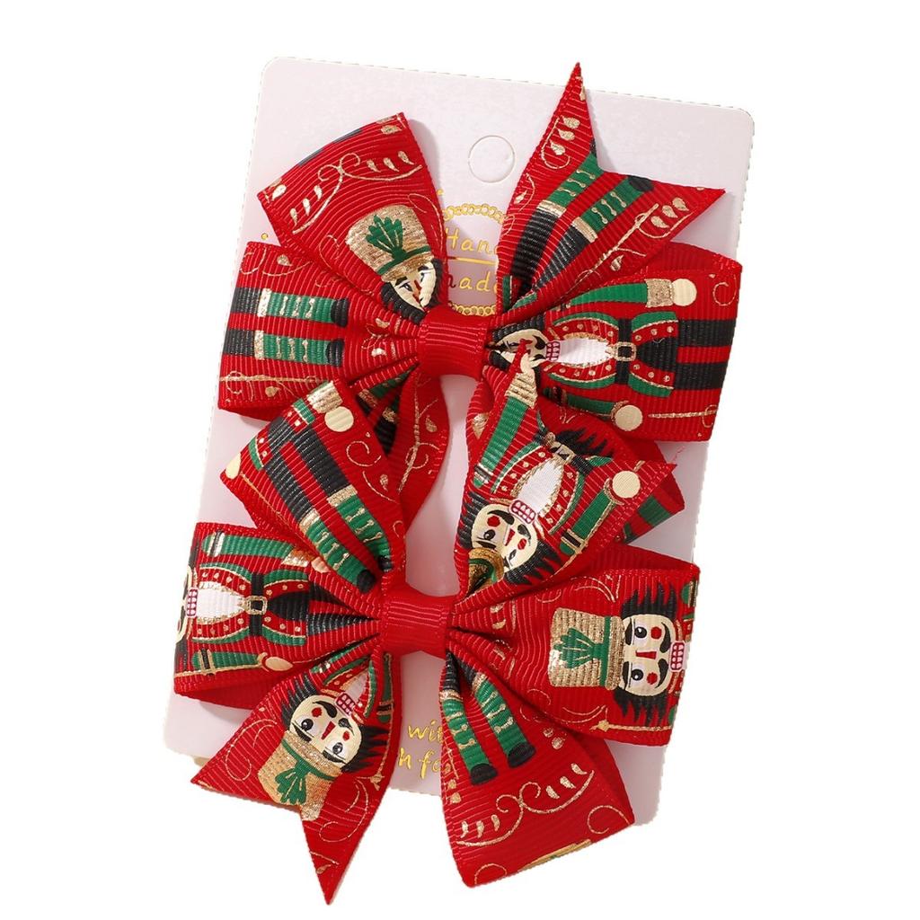 Christmas Snowflake Elk Red And Green Children'S Hair Accessories Set Holiday Headgear Vintage Dovetail Hairpin 4790