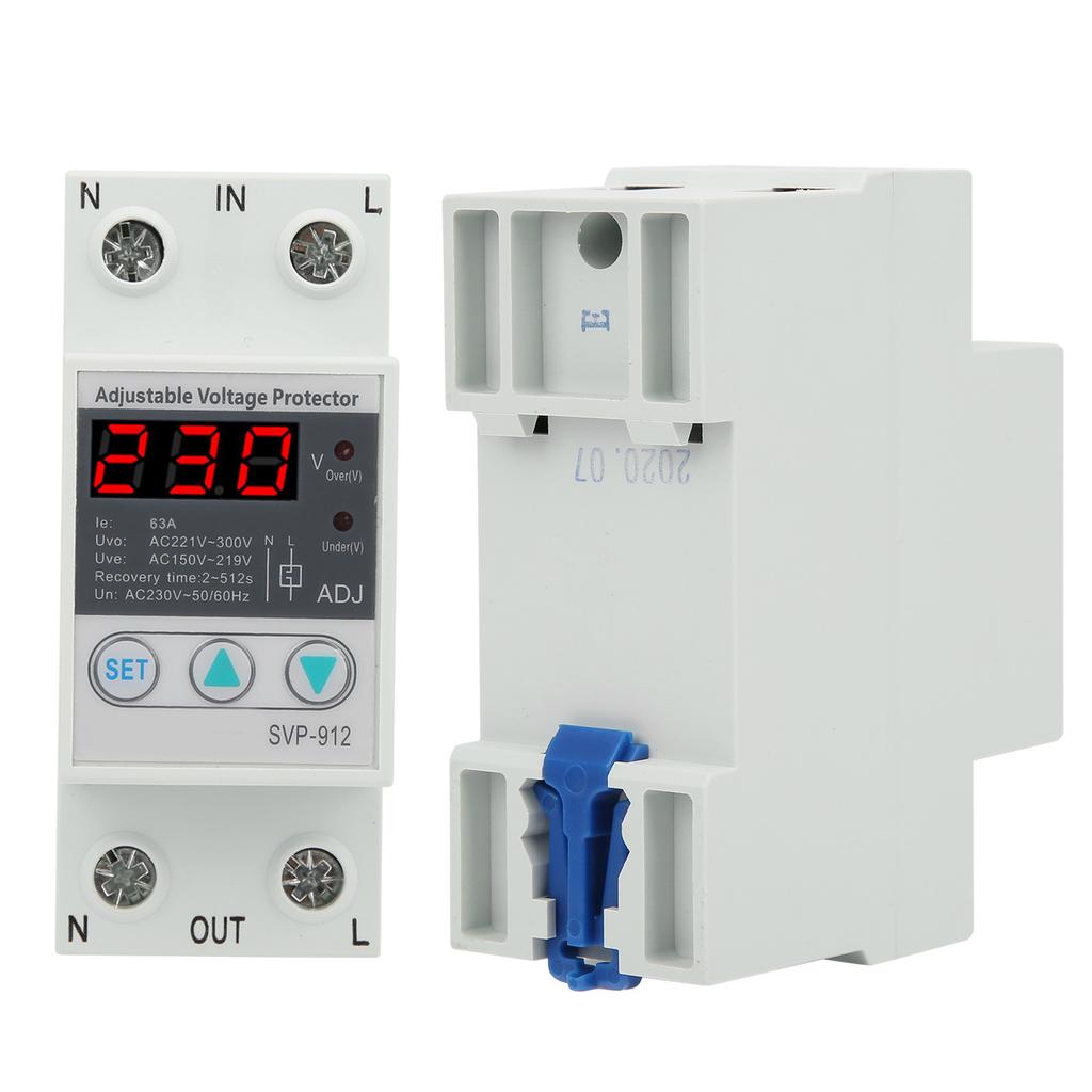 230V Under Over Voltage Protector Adjustable Recovery Protective Relay Voltmeter SVP‑912