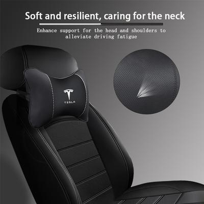 High-quality Leather Car Seat Headrest Memory Foam Comfort Pillow Auto Interior For Model 3 Y 2023 S X Roadster Coil Bonin