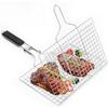 Portable BBQ Grill Basket Folding Fish Vegetable Grilling Basket Stainless Steel Grill Basket for Camping Picnics JT455