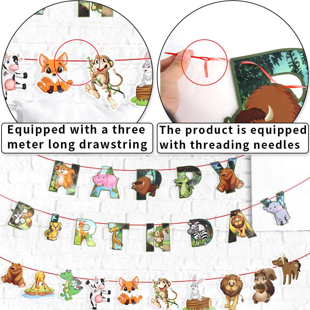 Vibrant Animal Print Birthday Party Banner For Kids Celebrations And Decorations