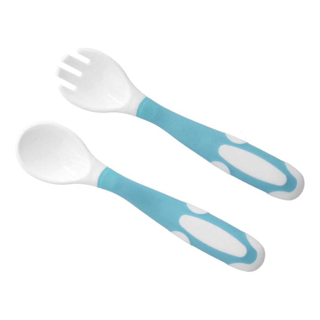 Baby Fork Spoon Set First Training Self Feeding Toddler Utensils Set Easy Grip Spoons Forks