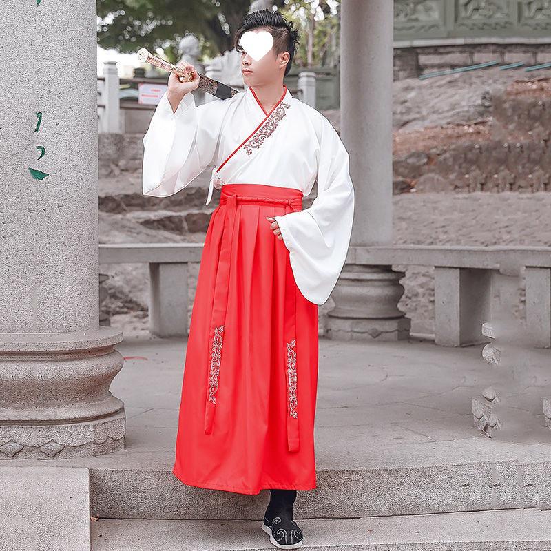 Maturitný Hanfu: Tradičný štýl obleku s prekríženým golierom pre ženy, mužov a páry – Perfektná uniforma pre študentov.