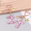 Cute  Bling Keychain A To Z Initial Letter Love Heart Star Pink For Women Girls Bag Cup Pendant Key Chain Accessories