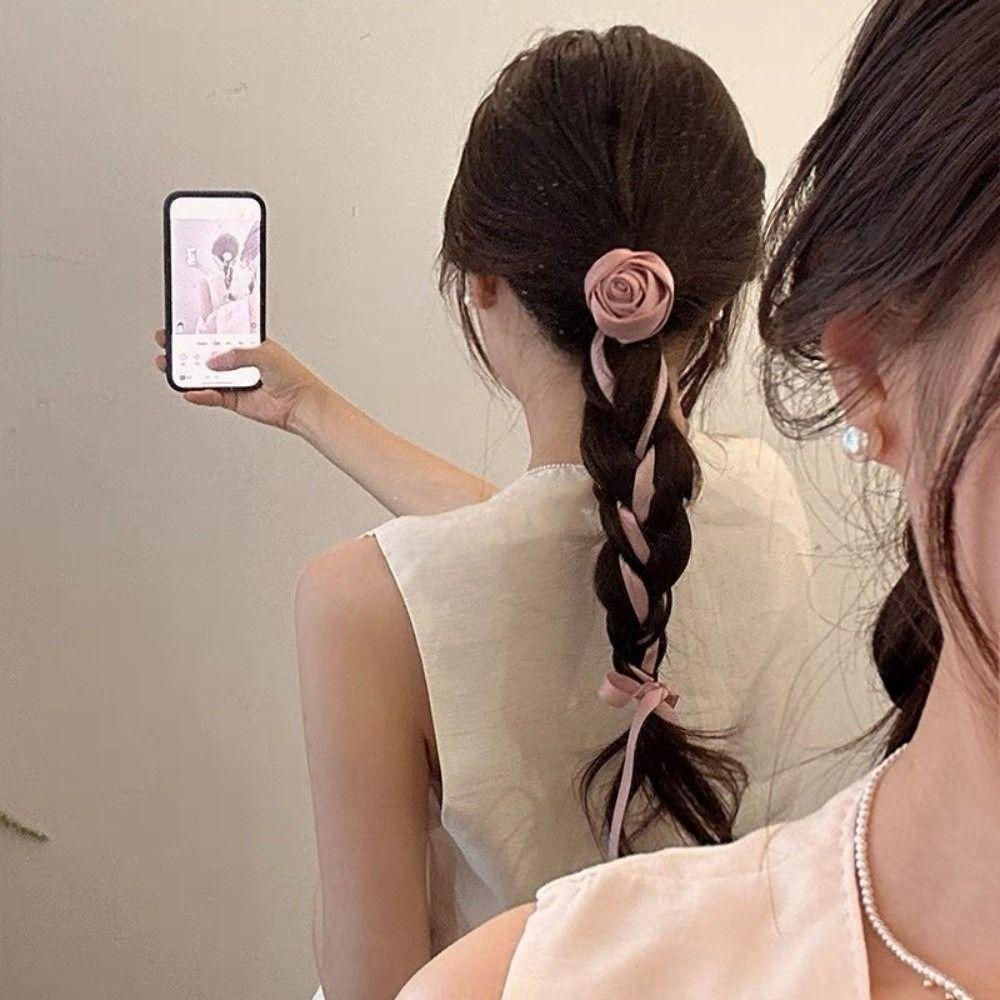 2PCS Elegant Rose Curtain Tieback Multi-function Curtains Tie Rope Ribbon Curtain Buckle  Decoration