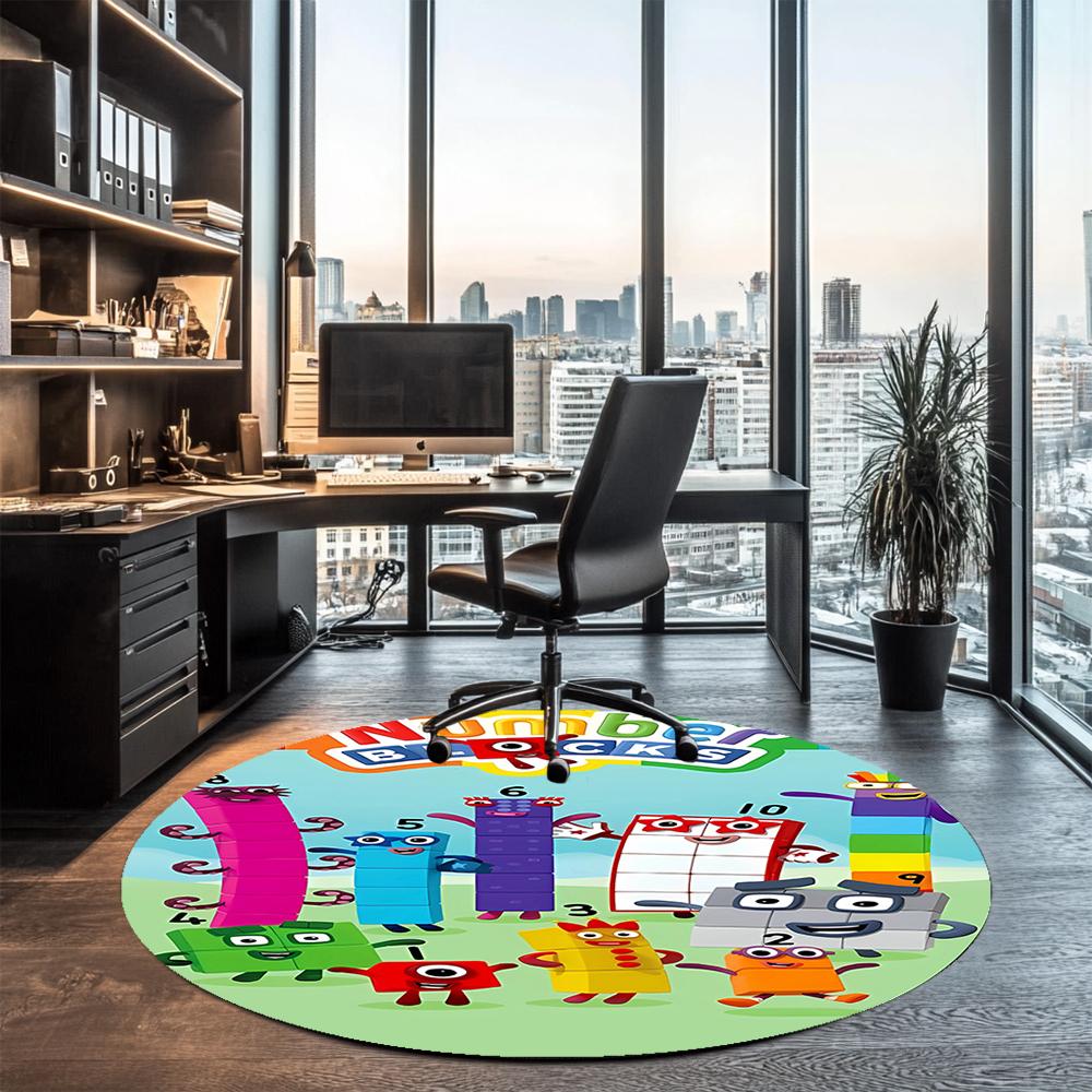 Numberblocks Printed Round Rug Carpet Chair Rug Area Rug Entryway Doormats,for Office Chair Living Room Bedroom Kitchen Room.