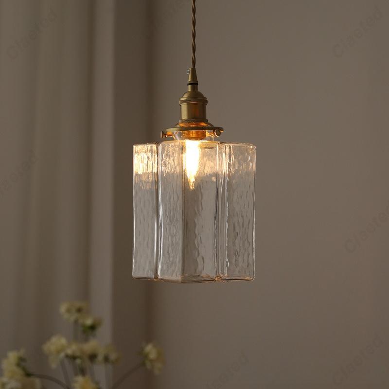 European Simple Retro LED Glass Chandelier Living Room Dining Room Corridor Balcony Bedroom Decorative Lighting