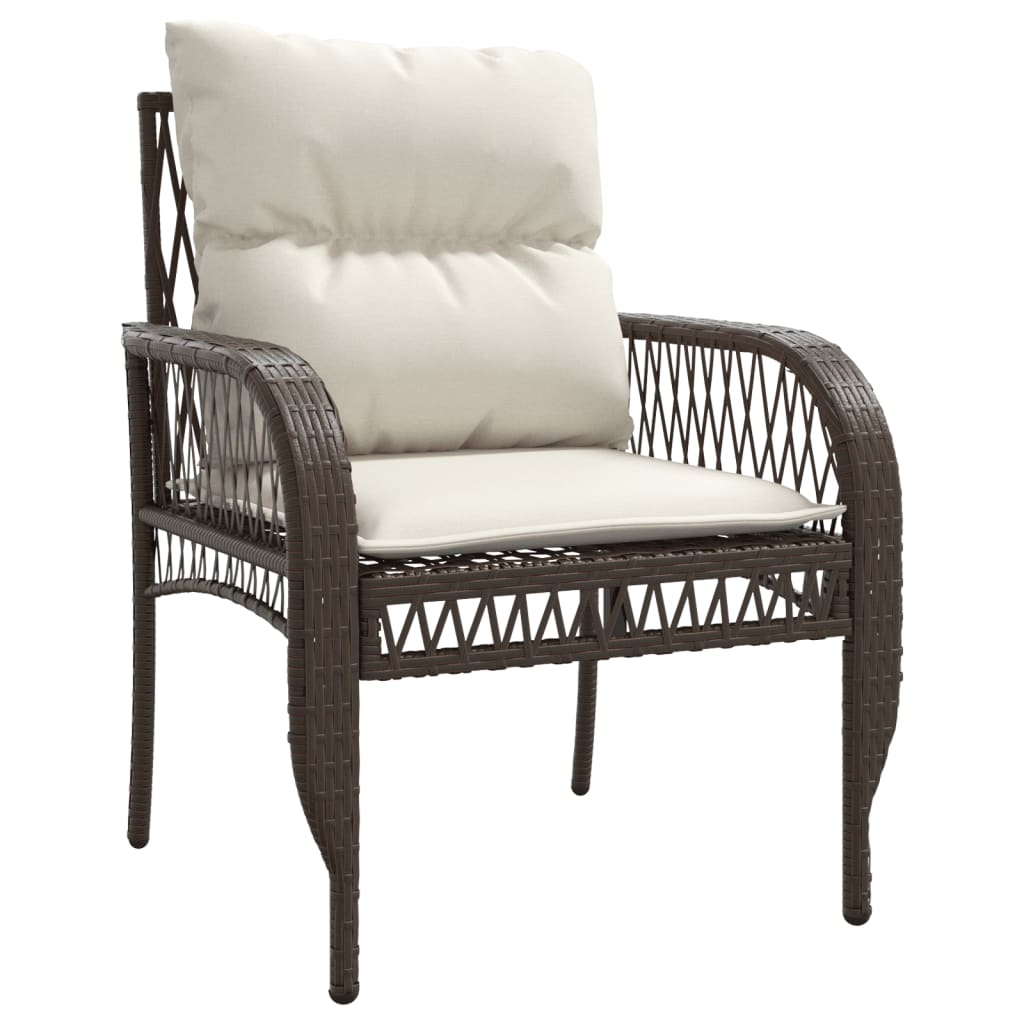 4 Piece Garden Sofa Set with Cushions Brown Poly Rattan